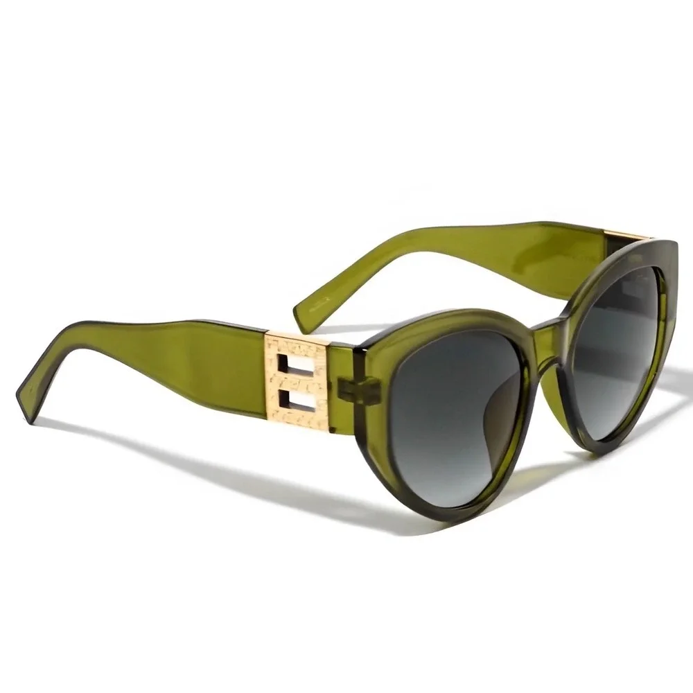 Olive Green Oversized Cat Eye Sunglasses Women Luxury Trendy Outdoor Retro New‎